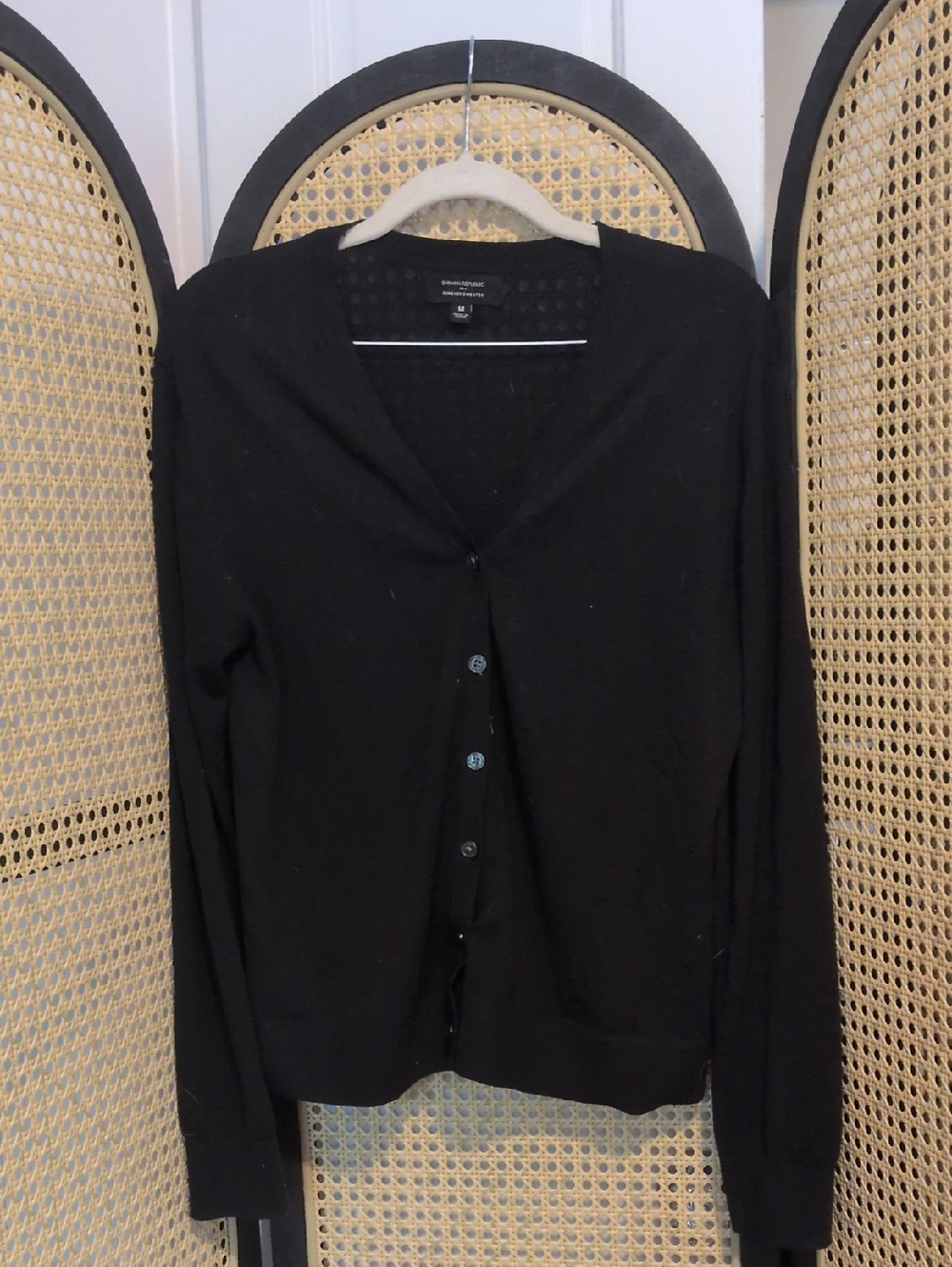 Banana Republic Black V-Neck Button-Front Cardigan